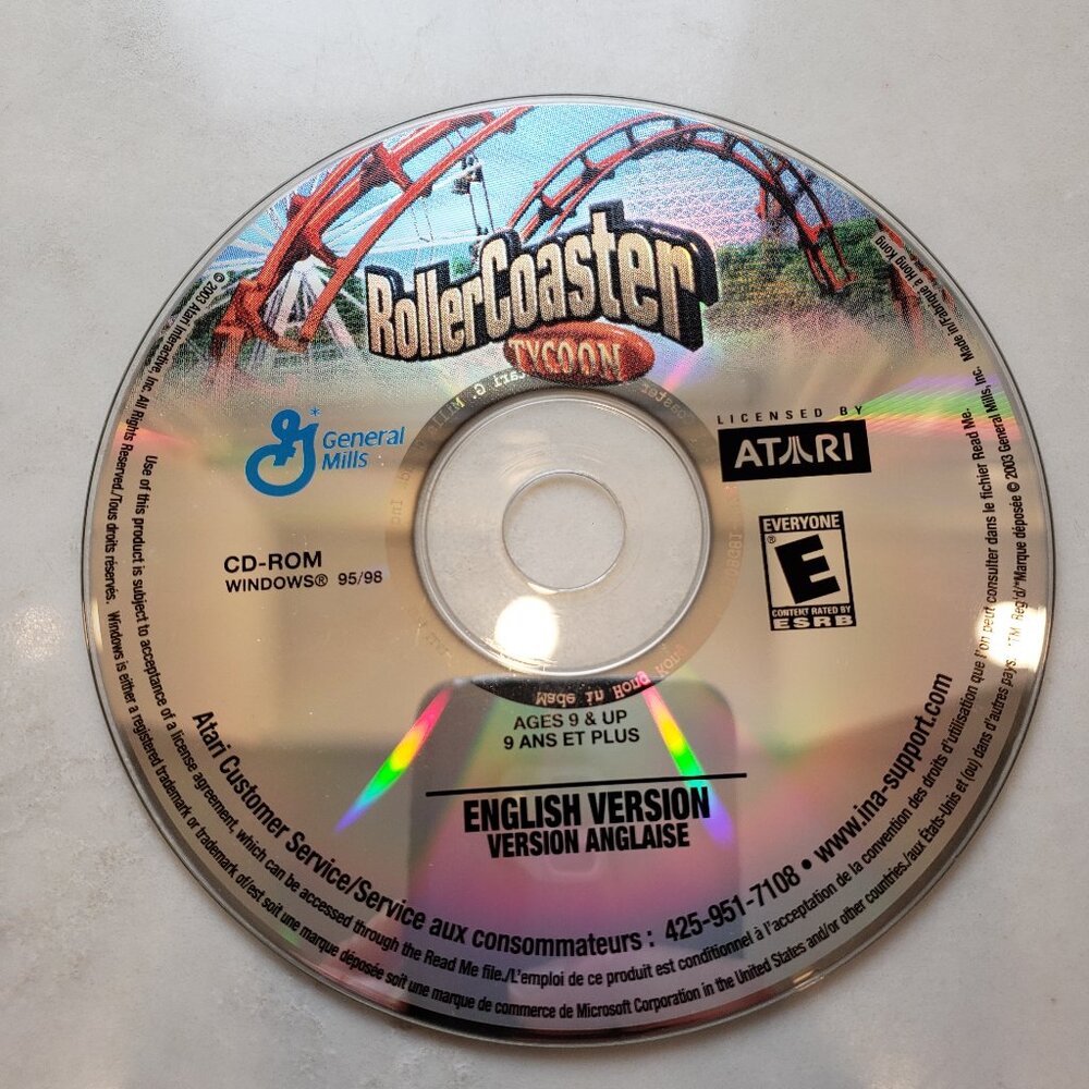 Atari and General Mills Rollercoaster Tycoon PC Game